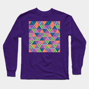 Retro Colorful Hexagons Long Sleeve T-Shirt